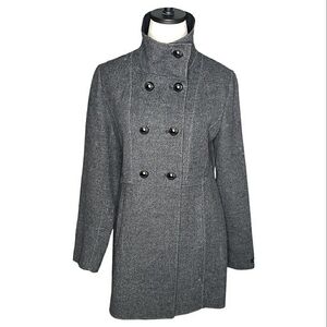 Kenar Handmade Wool Harris Tweed Coat Distressed Double Breasted Bow Pleated  M